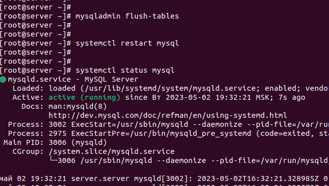 flush tables MySQL